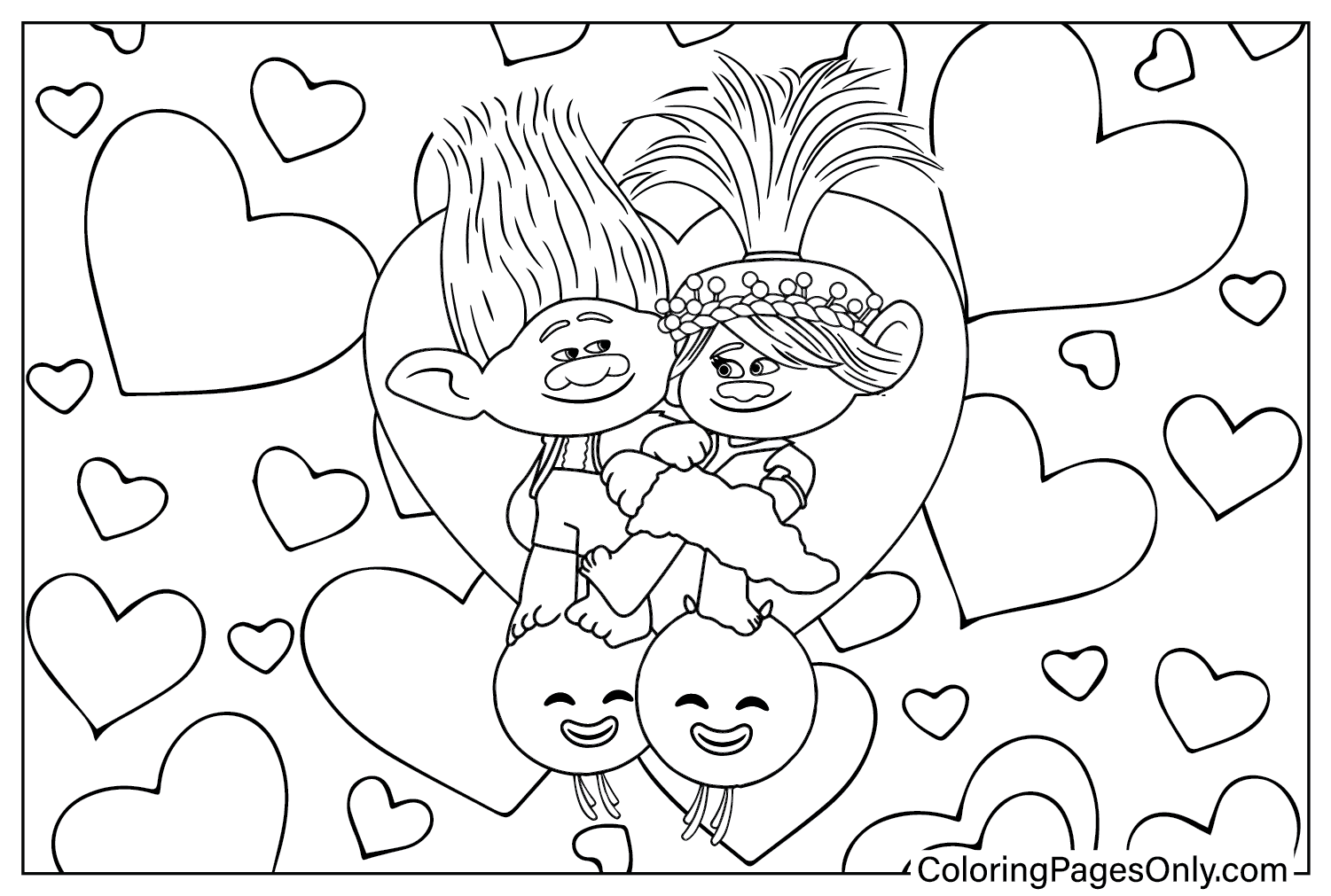Plansa de colorat cu Trolls Band Together 30 24